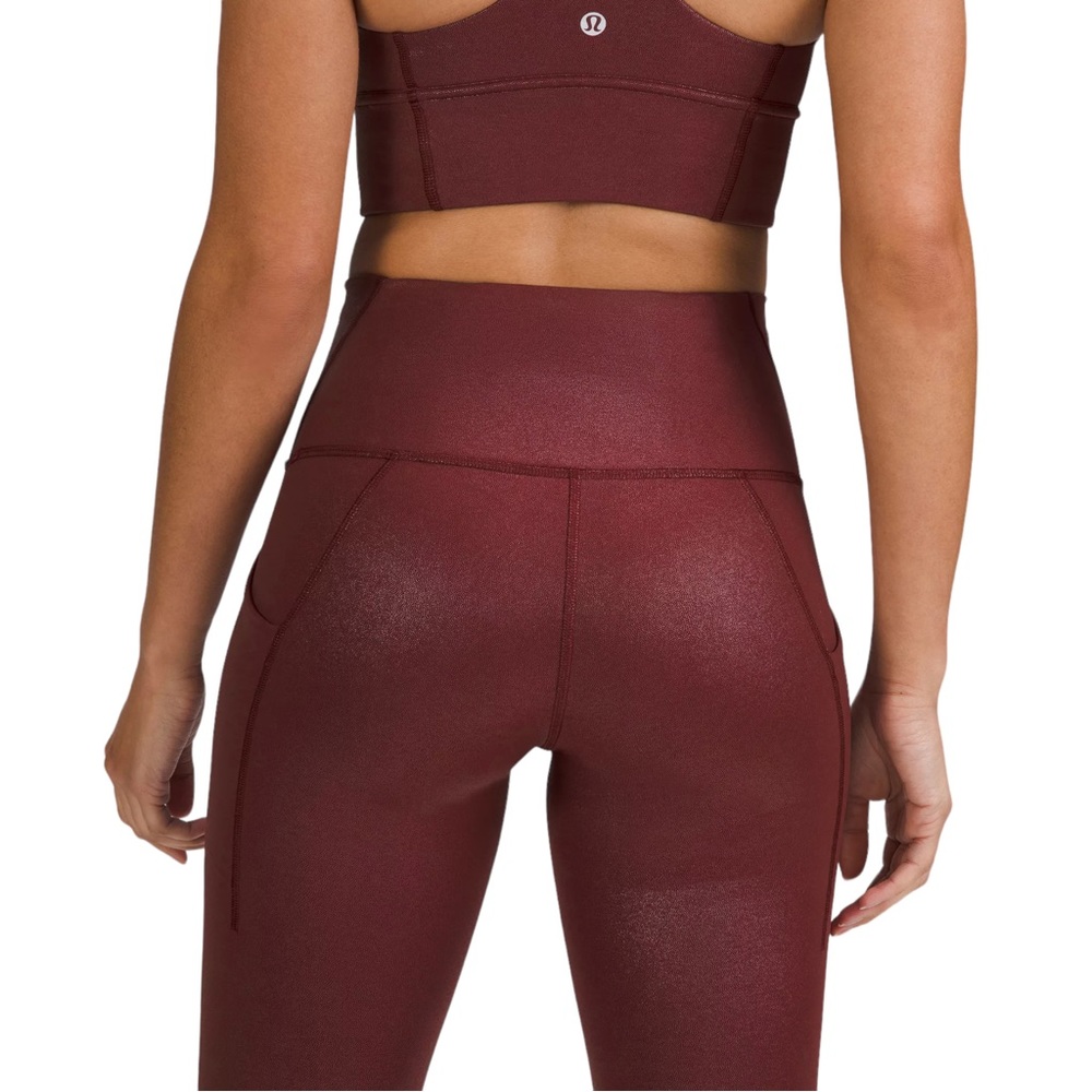 LULULEMON WUNDER TRAIN HIGH-RISE TIGHT WITH POCKETS 25" FOIL - RED MERLOT - Picture 2 of 10